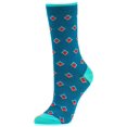 thumbnail image 1 of Women's Comfort Crew Socks, Turquoise & Small Checkered, 1 Pair, 1 of 1