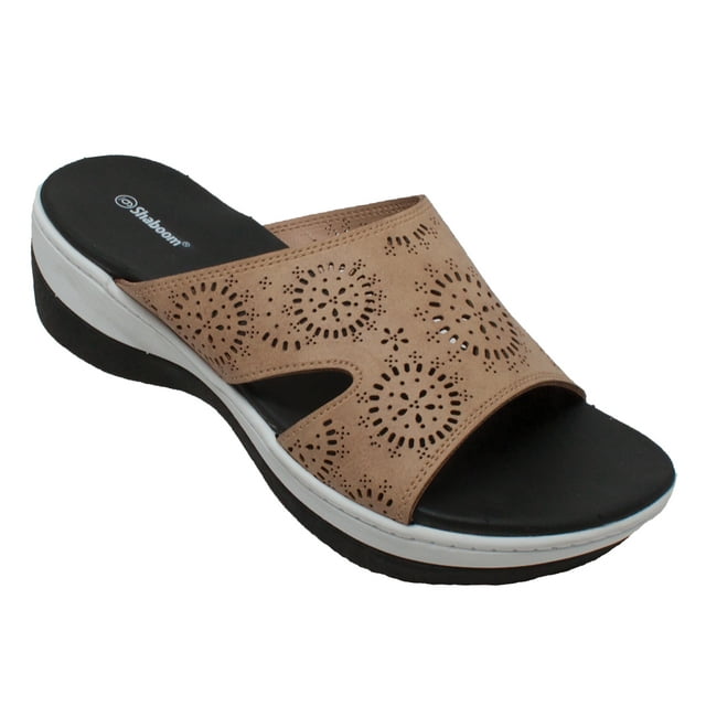 Women's Comfort Curved Slide Sandals Taupe - Walmart.com