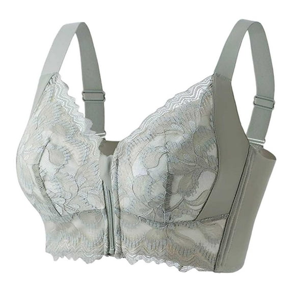 Women Soft Front Zip Wireless Lifting Bra Comfortable Shaping Adjustable Support Bra Light Green 38