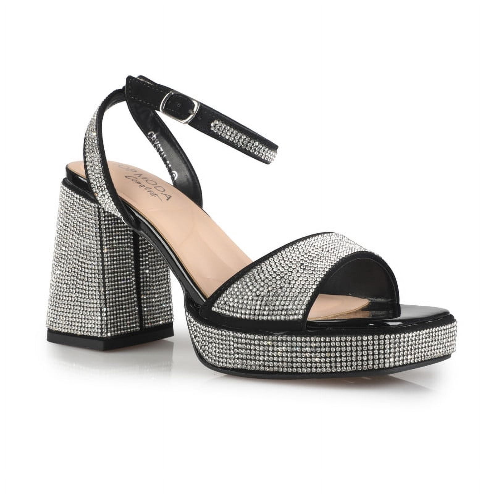 Women's Comfort Memory Foam Rhinestones Evening Party Heeled Sandals