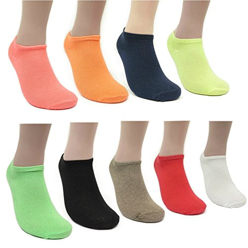 Women's Comfort No-Show Athletic or Casual Ankle Socks( Value Pack of 5,10, or 15 pairs) (5- pack, Assorted Colors)
