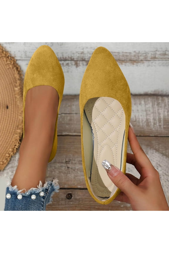 Women's Comfort Pointed Flats,Soft Suede Slip On Walking Shoes,Wide Width Available Dressy Loafers with Arch Support,Casual Work Office Shoes,Lightweight Flexible Sole Balerina Shoes,US Size: 7