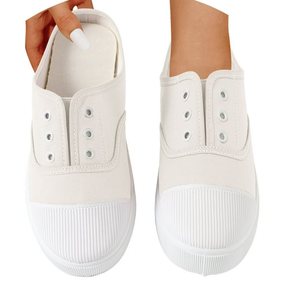 Women's Comfort Sandals with Arch Support Summer Walking Canvas Shoes Fabric Trainers Casual Boat Low Loafer On Flat Wide Feet Breathable Com