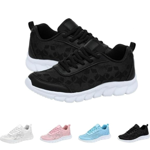 Women's Comfort Sneakers:  With Lace-Print Mesh , Breathable Soft Sole for Sports shoes