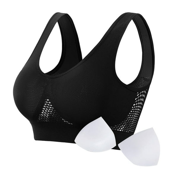 Women's Comfort Sports Bra - Seamless Wirefree Breathable Yoga Bra, Machine Wash, Fashion Design, Multi-Size (S-XXXL, Multiple Cups)