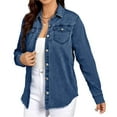 thumbnail image 1 of Women's Comfort Stretch Denim Button-Up Shirt-XXL, 1 of 6