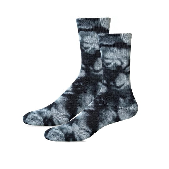 Women's Comfort Tie Dye Dress Crew Socks, Black Gray, 9-11, 1 Pair