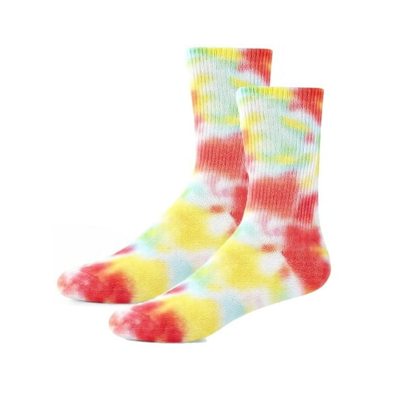 Women's Comfort Tie Dye Dress Crew Socks, Flame Red, 9-11, 1 Pair