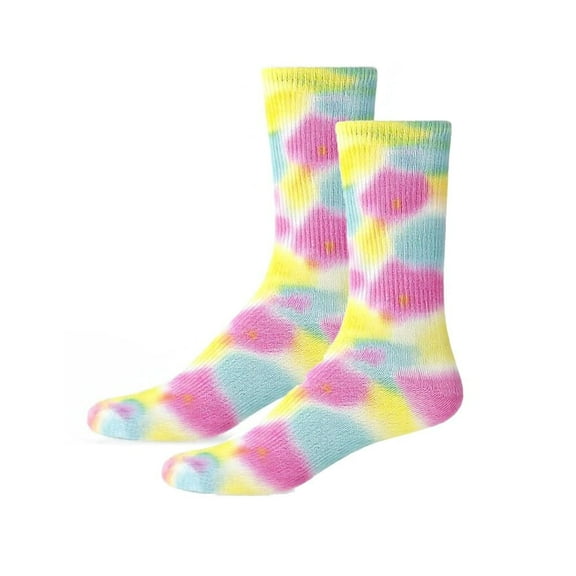 Women's Comfort Tie Dye Dress Crew Socks, Flame Yellow, 9-11, 1 Pair
