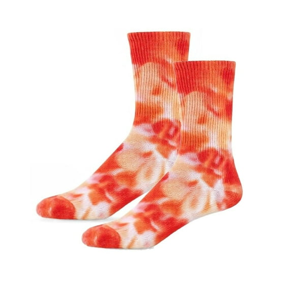 Women's Comfort Tie Dye Dress Crew Socks, Orange Red, 9-11, 1 Pair