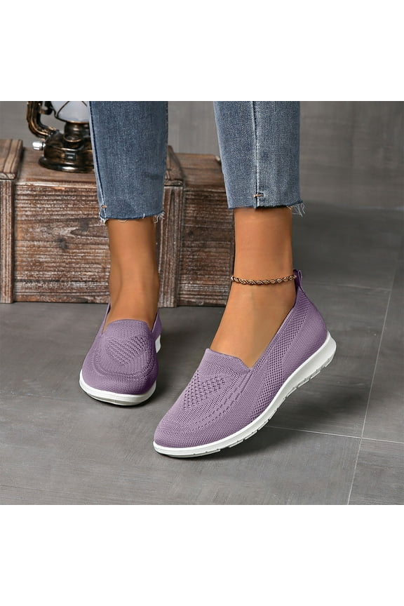 Women‘s Comfort Walking Shoes, Cushioned Arch Support with Flexible Sole, Lightweight Casual Shoes for Standing Work, Shopping, and Travel. Light Purple 42