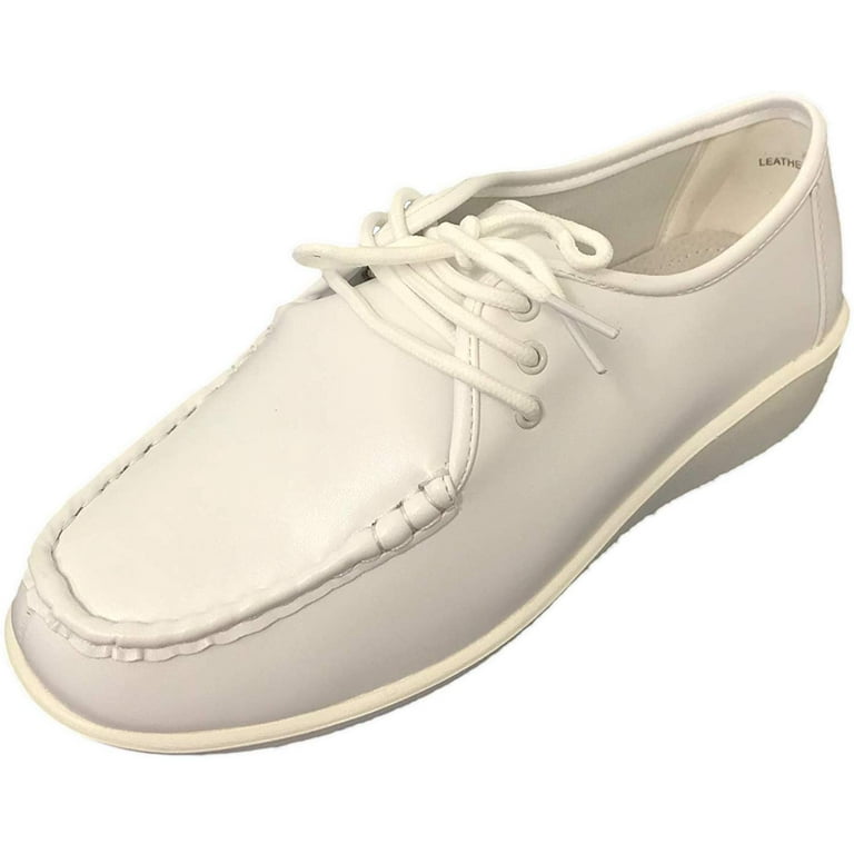 Women's Comfort Work Shoes Leather Lined Lace up Nurse Hotel