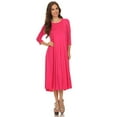 thumbnail image 1 of Women's Relaxed Fit 3/4 Sleeve Round Neck Jersey Knit A-Line Solid Maxi Dress, 1 of 4