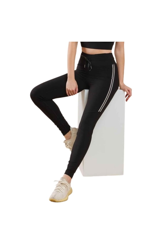 Women's Comfortable Activewear Leggings Pants, Black-Drawstring/Full Length, M, 1 PC