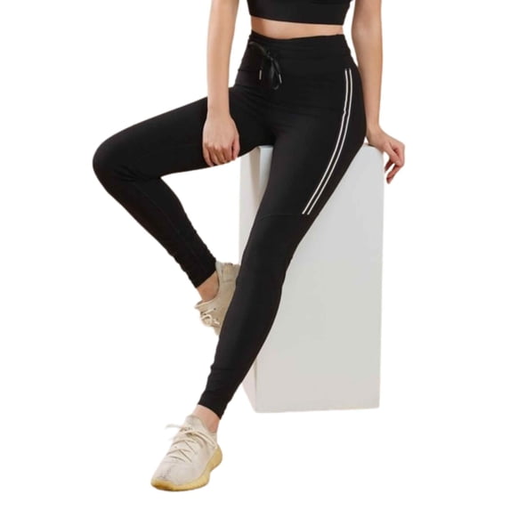 Women's Comfortable Activewear Leggings Pants, Black-Drawstring/Full Length, S, 1 PC