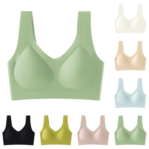 Women's Comfortable Adjustable Gathering Bra Breathable Daily Wear Wirefree Soft Support Everyday Bras for Women | CSEONE,Beige Free Size