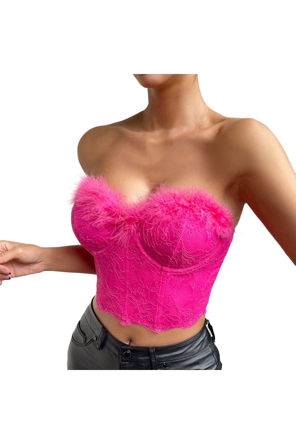 Women's Sexy Lace Low Cut Open Back Bra Comfortable Feather Steel Ring Spicy Design for All Day Wear