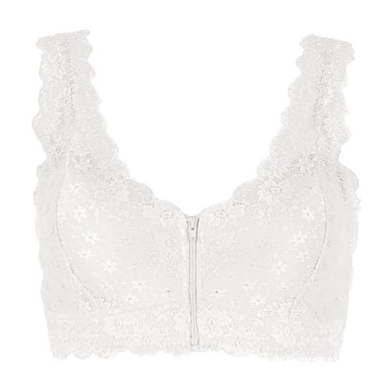 Women's Comfortable And Sexy Large Lace Lace Strap With Strap Deep V Front Zipper Bra Bras For Women