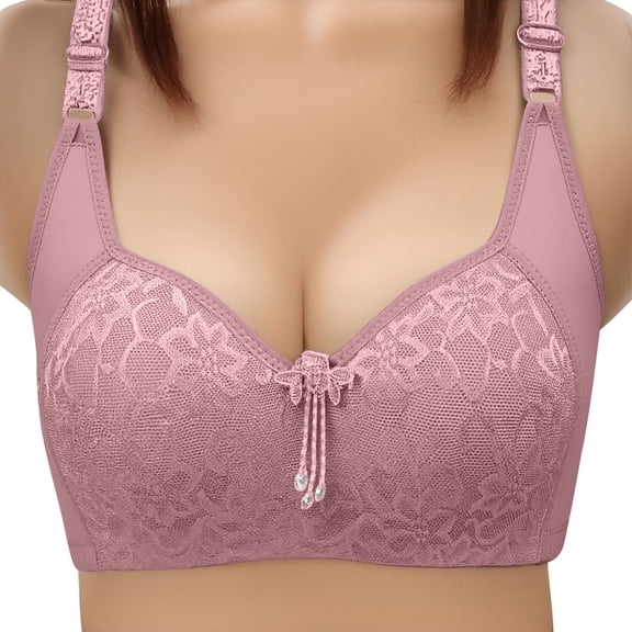 Women's Comfortable Bra No Underwire Comfy Plus Size Push-up Seniors Bra Everyday Underwear, Pink 40/90BC