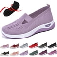 thumbnail image 1 of Women's Comfortable Breathable Knitted Sneakers,Women's Cut-Out Sneakers, Lightweight Outdoor Casual Orthopedic Breathable Soft Slip On Flat Shoes, 1 of 8