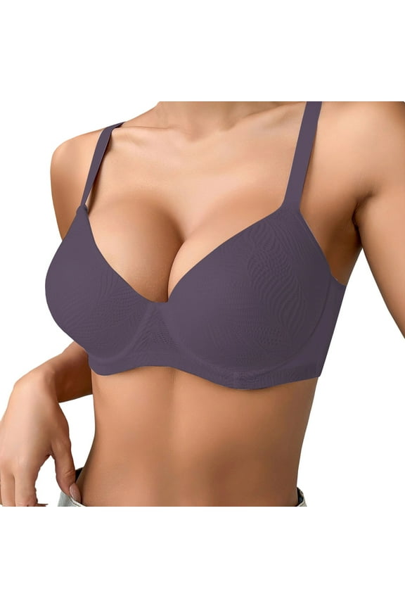 Women's Thin Solid Color Comfortable Breathable Push Up Bra With Underwire Triple Bra
