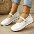 thumbnail image 1 of Women's Comfortable Dress Shoes Ballet Flats Slip On Shoes Black Flats Round Toe PU Leather Flats Summer White 9, 1 of 6