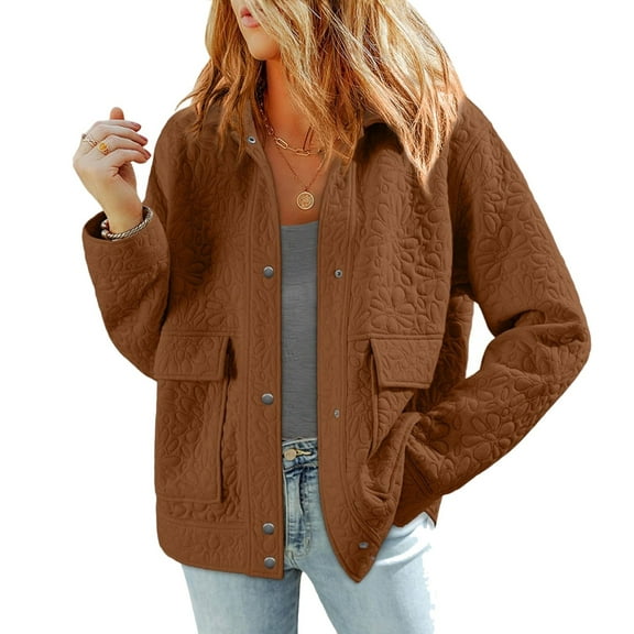 Women's Comfortable And Fashionable Casual Hooded Solid Color Long Sleeved Top Jacket for Fall and Winter Wear, Versatile for Daily Activities,Brown,M