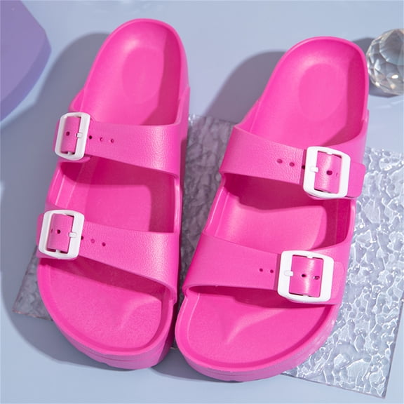 Women’s Comfortable Footbed Sandals Flat Slid Adult Female Cut Flip-flops Chunky Heel Sandals for Women Summer Shoes
