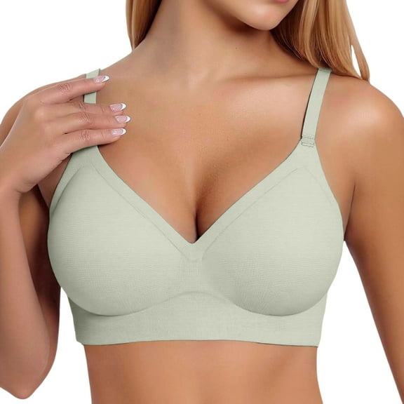 Women's Comfortable Full Coverage Underwire Bra Seamless Support V Neck T Shirt Bra Soft Everyday Wear