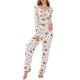thumbnail image 1 of Women's Comfortable Heart Print Long Sleeve Long Pants Pajama Set - Loungewear - Orange Size M, 1 of 6