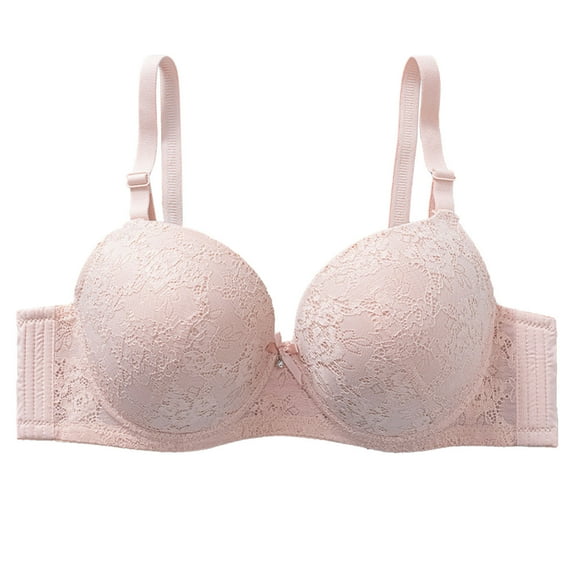 Women's Comfortable Lace Bra Thin Cup Supportive Underwear for Middle Elderly with Three Button Design