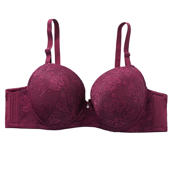 Women's Comfortable Lace Bra Thin Cup Supportive Underwear for Middle Elderly with Three Button Design