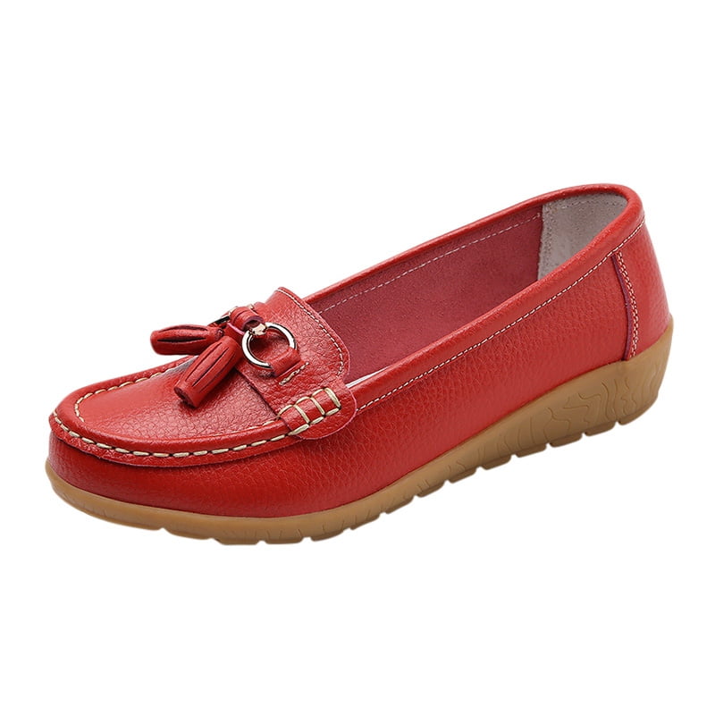 TinaCus Women's Vintage Leather Loafers - Handmade, Tassel Slip-On, Round Toe Flats
