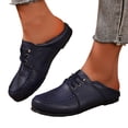 thumbnail image 1 of Women's Comfortable Leather Penny Loafers Casual Slip On Lightweight Walking Flats Driving Mocs Lace Up Boat Shoes Blue Size 9, 1 of 7