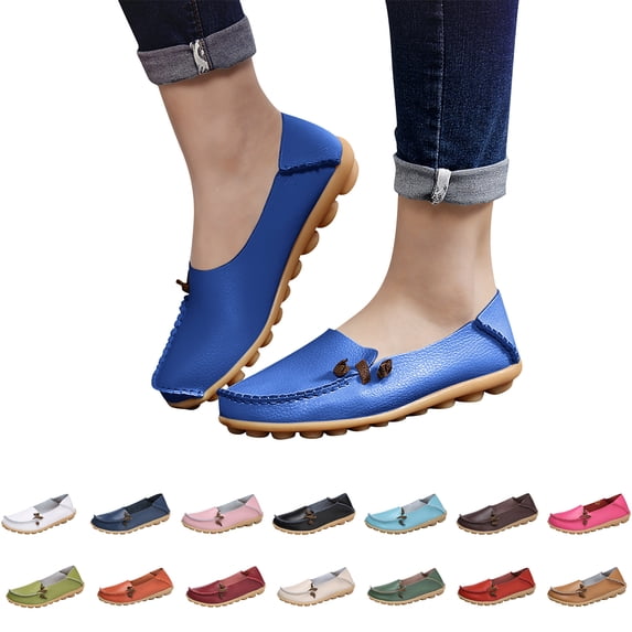 Women's Comfortable Loafers Casual Round Toe Moccasins Driving Flats Soft Walking Shoes Women Slip Ons, 36