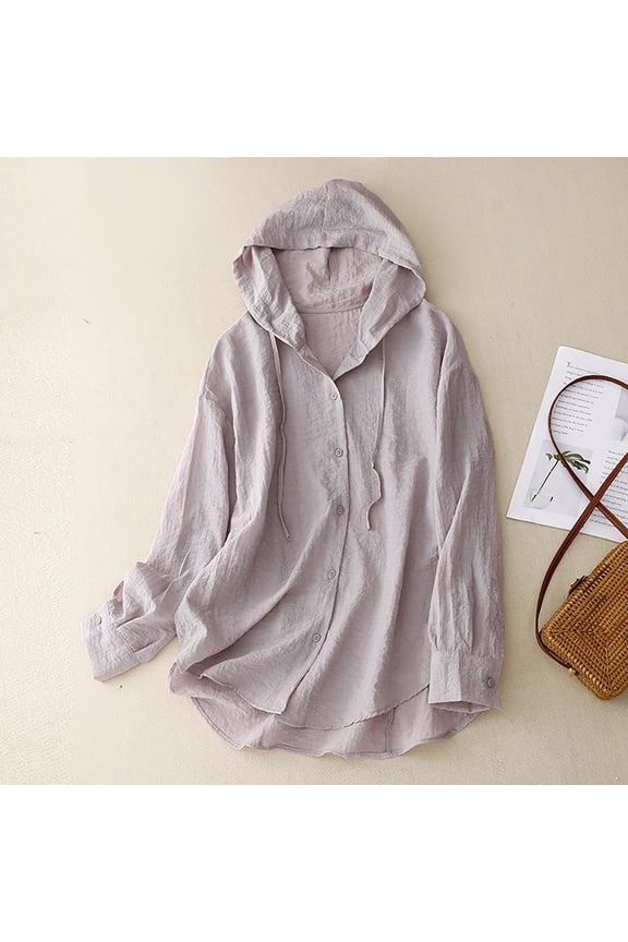 Women's Comfortable New Hooded Sun Clothing Long Sleeved Air Conditioning Shirt Coat Thin Loose Leisure Beach Top Womens Lightweight Button down Sweater Moth Cardigan Women Long Cardigan Sweater