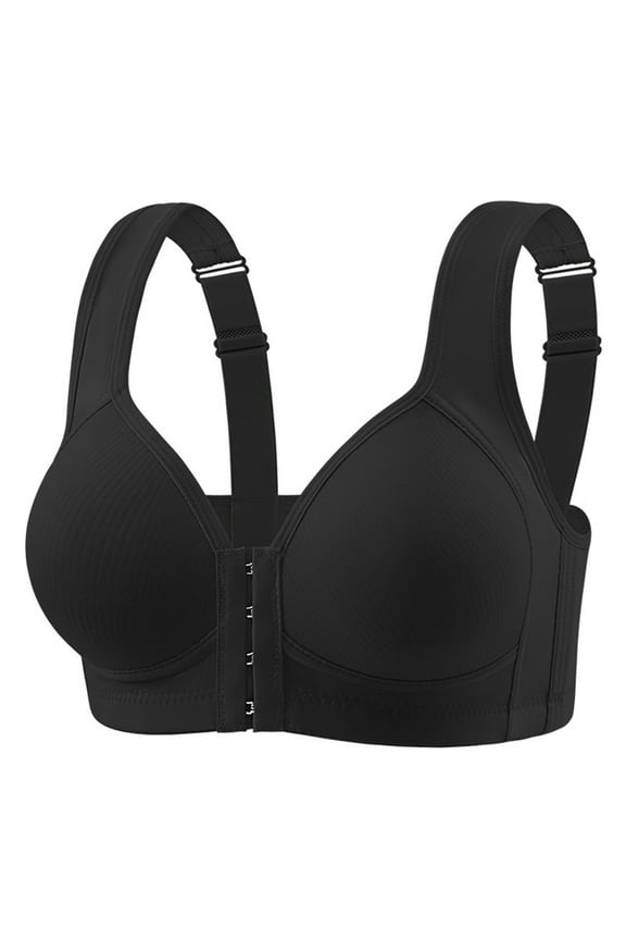 Women's Comfortable Non Underwire Bra Wide Shoulder Support Front Closure Soft Breathable Seamless T-Shirt Bra for Everyday Wear