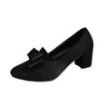 thumbnail image 1 of Xiaoxatg Women's Comfortable -On Round Head Bow Casual Heel Shoes for Fashionable Style 6.5 Black, 1 of 9