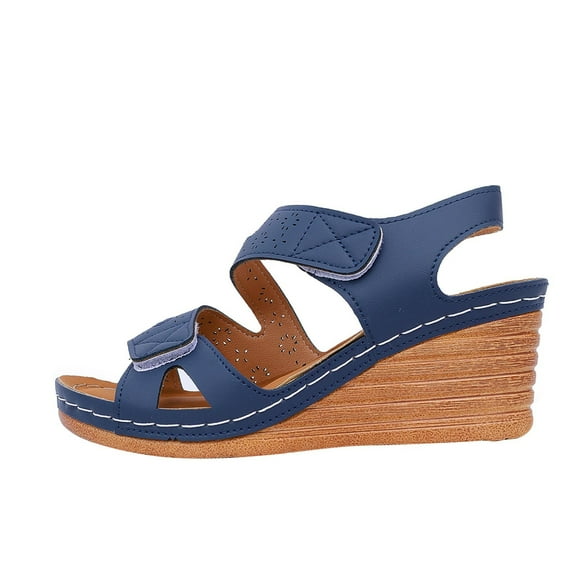 Women's Comfortable Platform Wedges Sandals Low Wedge Sandals Ankle Strap Heel Sandal Summer Wedding Walking Shoes Blue Women Sandal