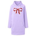 thumbnail image 1 of Women's Comfortable Retro Bow Printed Dress Long Sleeve Hoodie Long Sleeve Dress With Pocket, 1 of 2