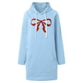 thumbnail image 1 of Women's Comfortable Retro Bow Printed Dress Long Sleeve Hoodie Long Sleeve Dress With Pocket, 1 of 2