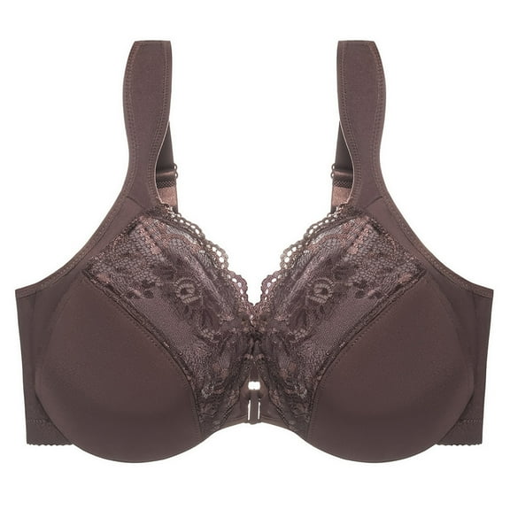 Women's Comfortable Sexy Lace Front Buckle Bra Adjustable Wide Shoulder Straps Supportive Everyday Wear Soft Breathable Underwire