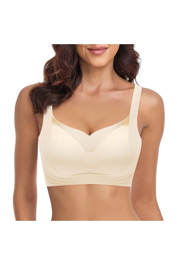 Women's Comfortable Sexy And Traceless Chest Gathered Without Steel Rings Soft Support Collar Closure Anti Drop Bra, Bras with Magnetic Front Closure, Bras for Yoga with Strap Convertibility