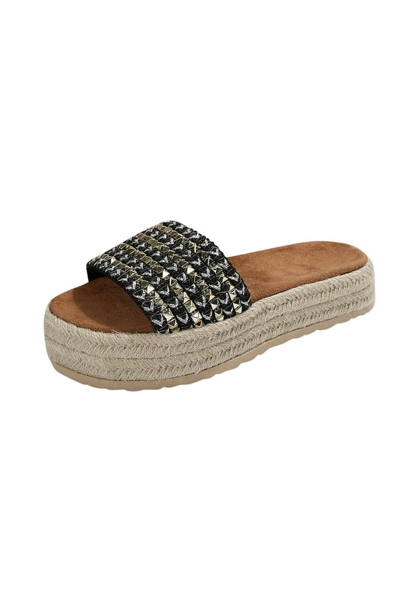 Women's Comfortable Slide Sandals Arch Support Walking Platform Espadrilles Slip On Slippers for Women Dressy Cushion Hard Sole Summer Beach Platform Slides Comfortable Anti Slip Mules Hard Sole