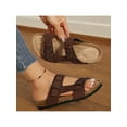 thumbnail image 1 of Women's Comfortable Slides Sandals with Comfy Cork Footbed and Adjustable Unique Knitting Straps, 1 of 7