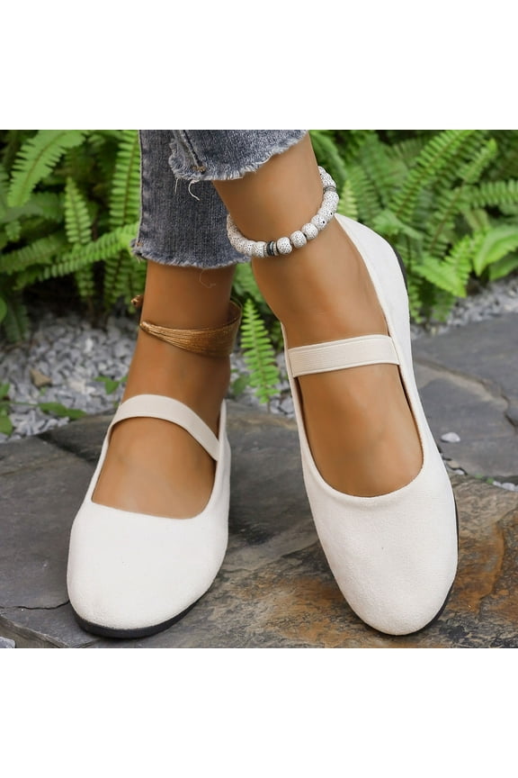 Women's Comfortable Slip On Flat Shoes Casual Closed Toe Ballerina Loafers for Daily Wear with Elastic Temperament Solid Color Flat Shoes, Round Toe Flats for Daily Wear, Lightweight for Women