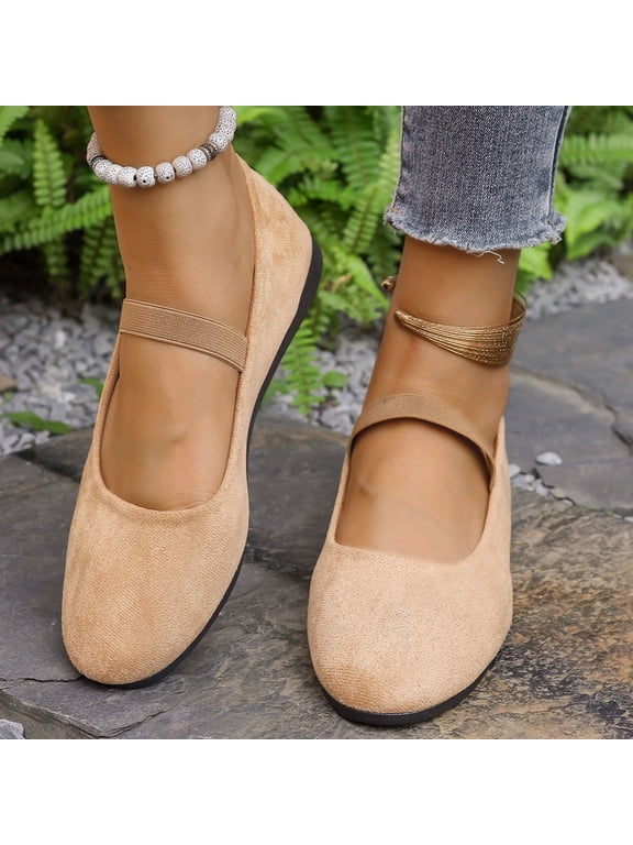 Women's Comfortable Slip On Flat Shoes Casual Closed Toe Ballerina Loafers for Daily Wear with Elastic Temperament Solid Color Flat Shoes, Round Toe Flats for Daily Wear, Lightweight for Women