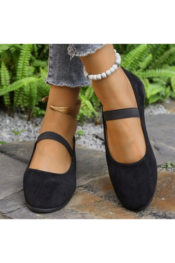 Women's Comfortable Slip On Flat Shoes Casual Closed Toe Ballerina Loafers for Daily Wear with Elastic Temperament Solid Color Flat Shoes, Round Toe Flats for Daily Wear, Lightweight for Women