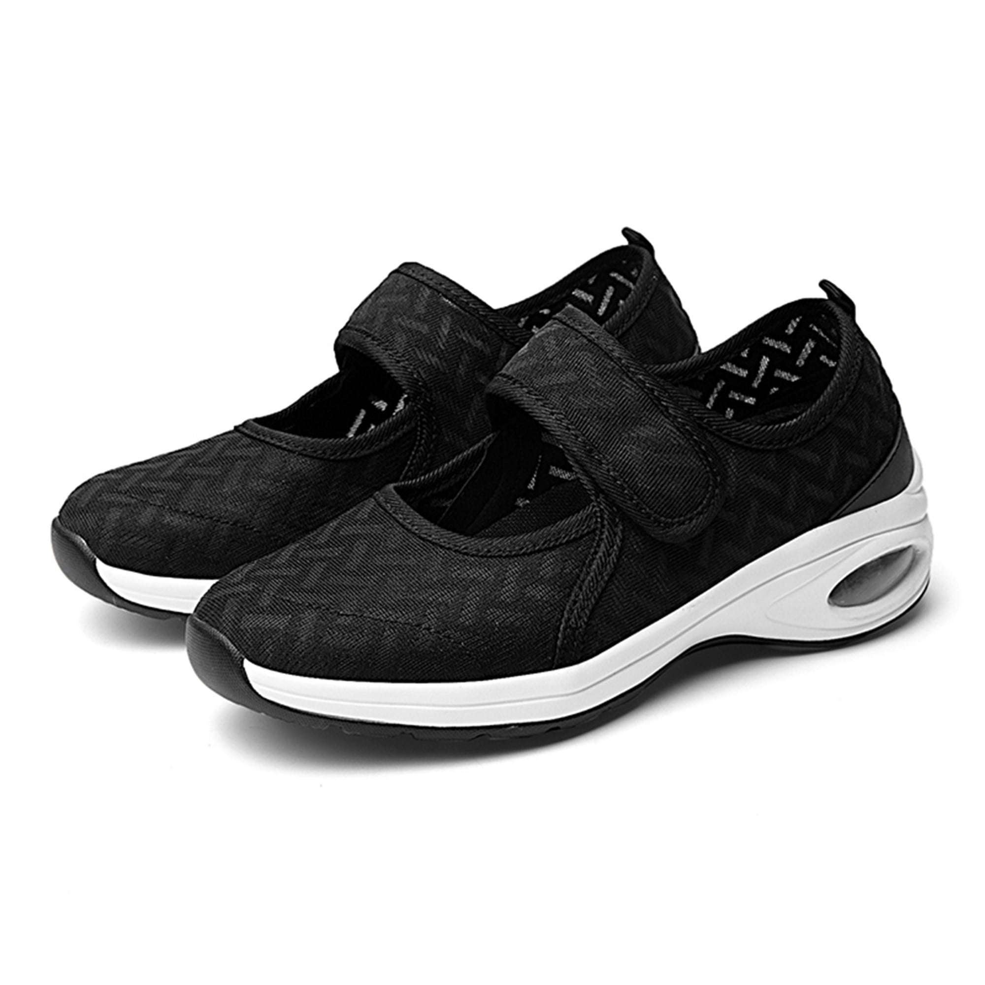Women's Comfortable Slip-On Mary Jane Shoes Black - Walmart Business ...