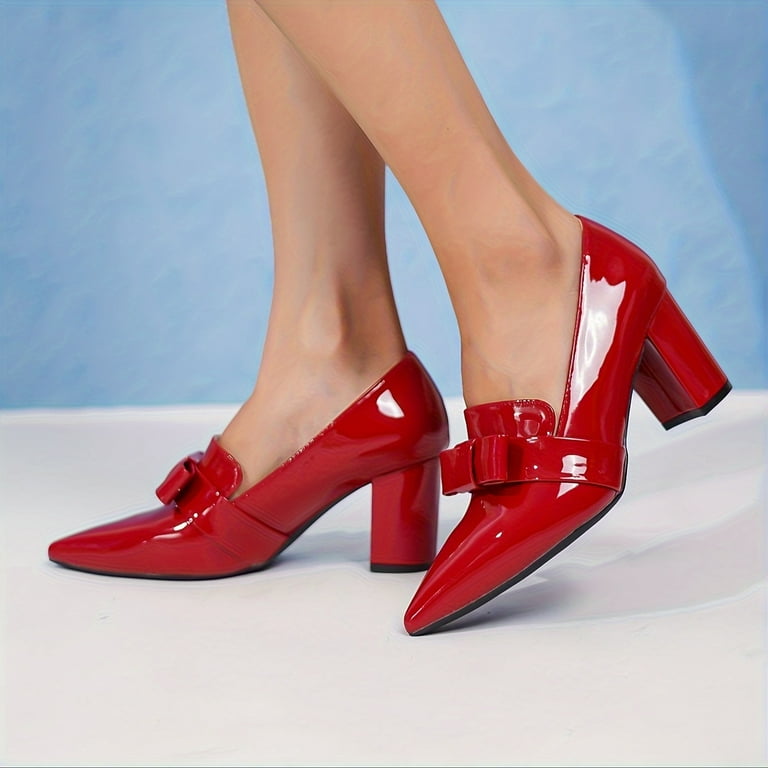 Red color block heels shop